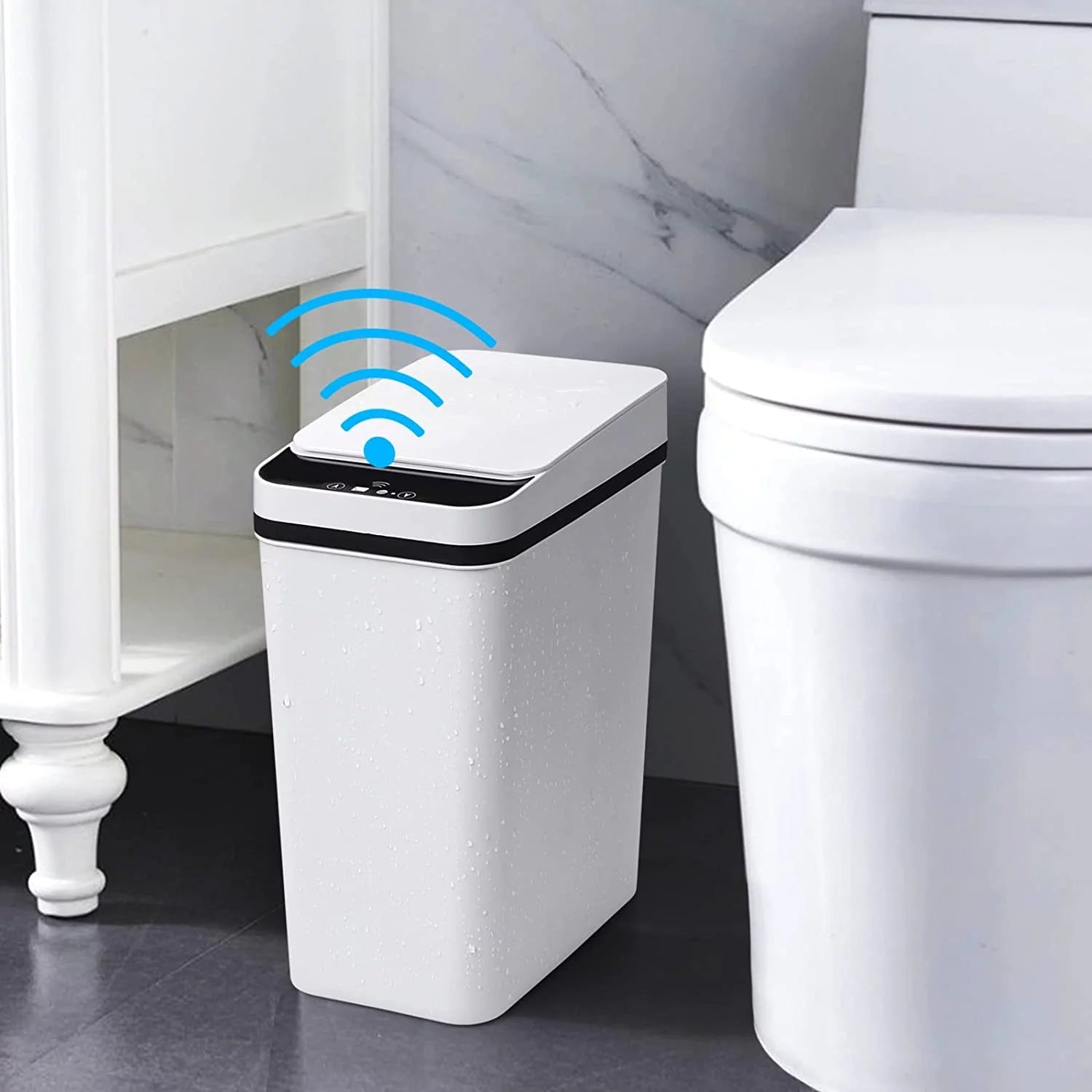 2.5 Gallon Bathroom Trash Can with Lid | Smart Touchless Plastic Trash Cans - Open Market .Co - 