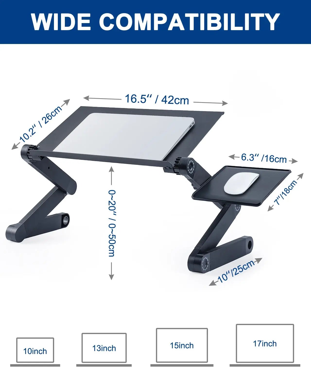 Adjustable Laptop Stand, RAINBEAN Laptop Desk with 2 CPU Cooling USB Fans for Bed Aluminum Lap Workstation Desk with Mouse Pad, Foldable Cook Book Stand Notebook Holder Sofa,Amazon Banned Open Market .Co
